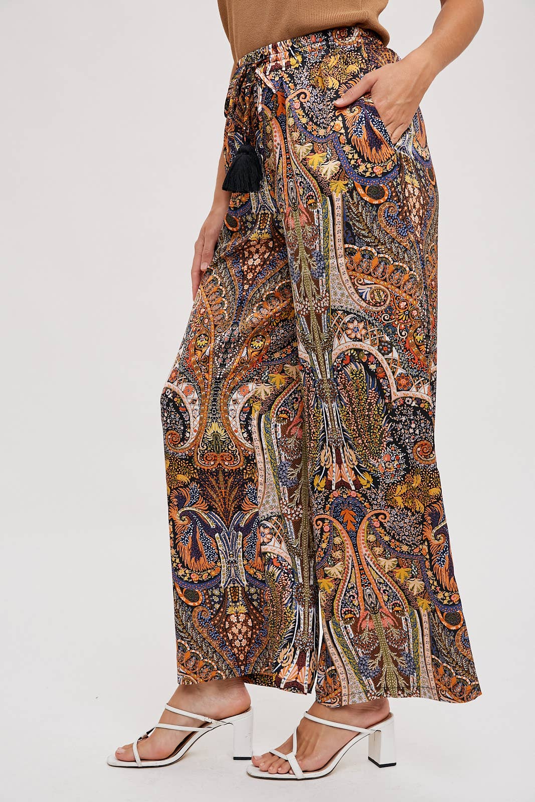Paisley Printed Wide Leg Pants