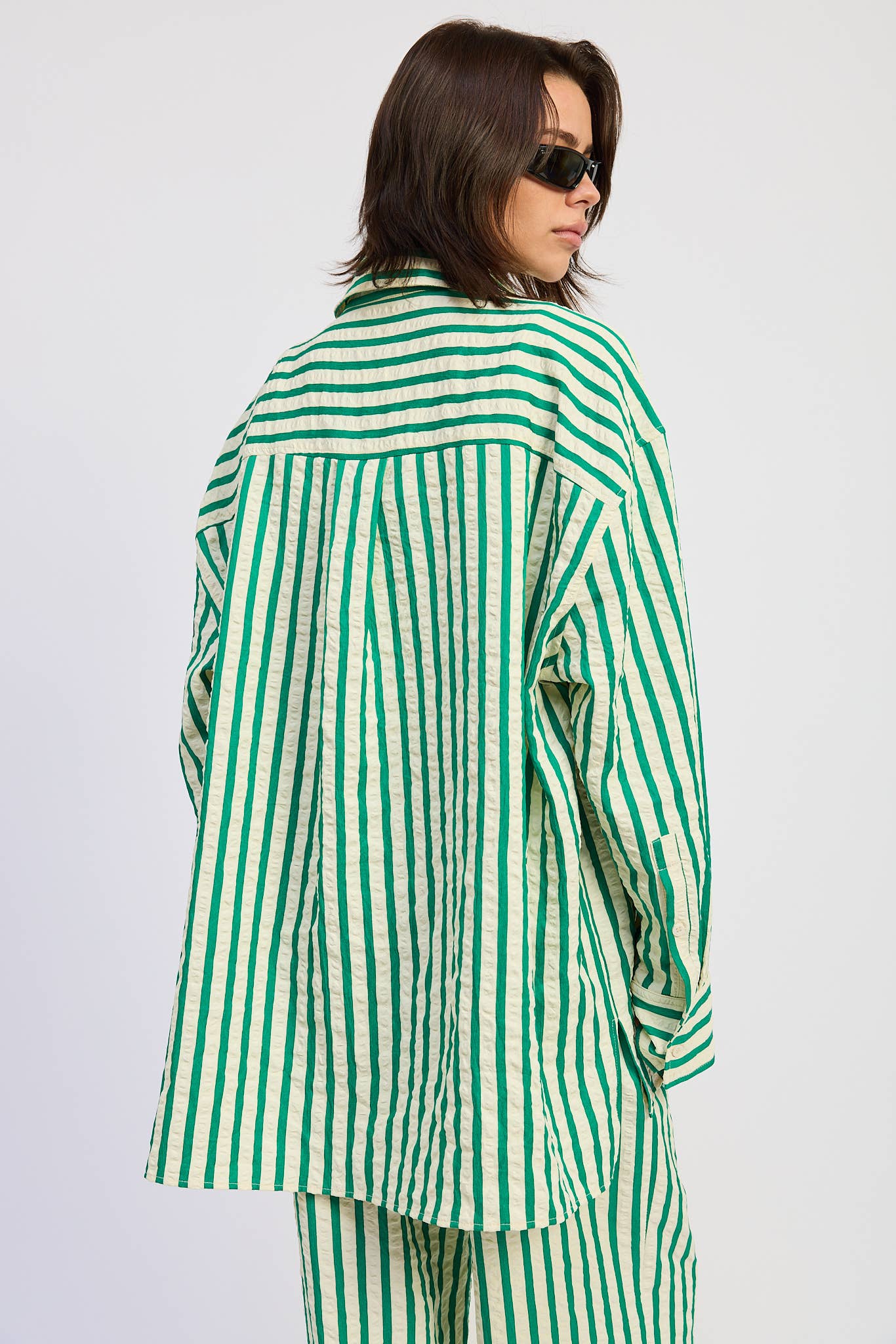 Oversized Seersucker Stripe Button Down