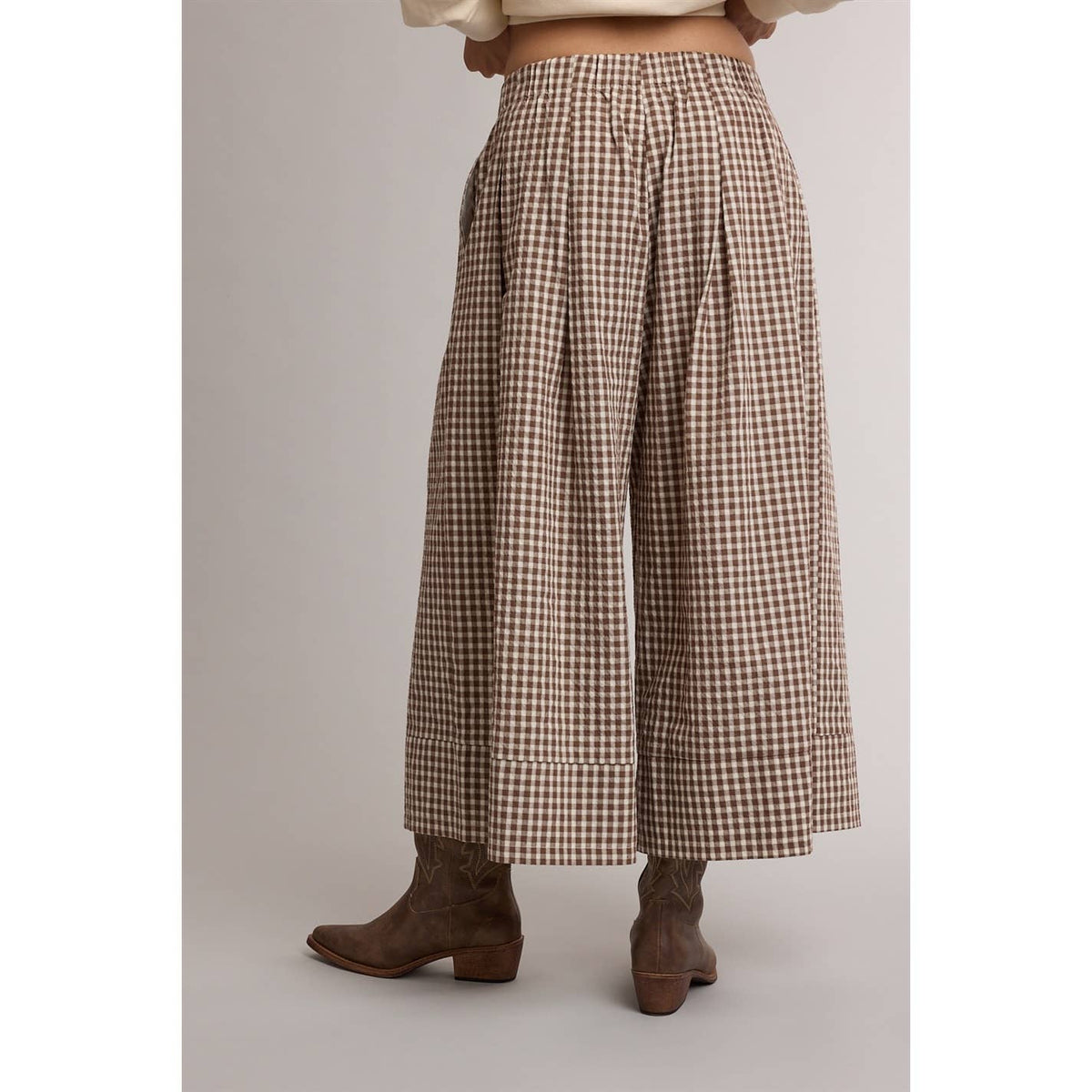 Checkered Comfort Wide-Leg Pants