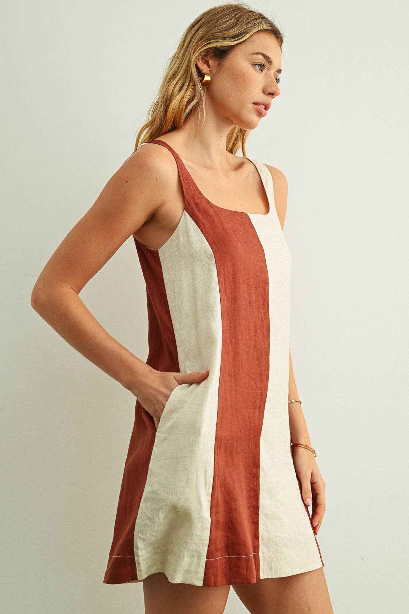 Color Block Linen Dress