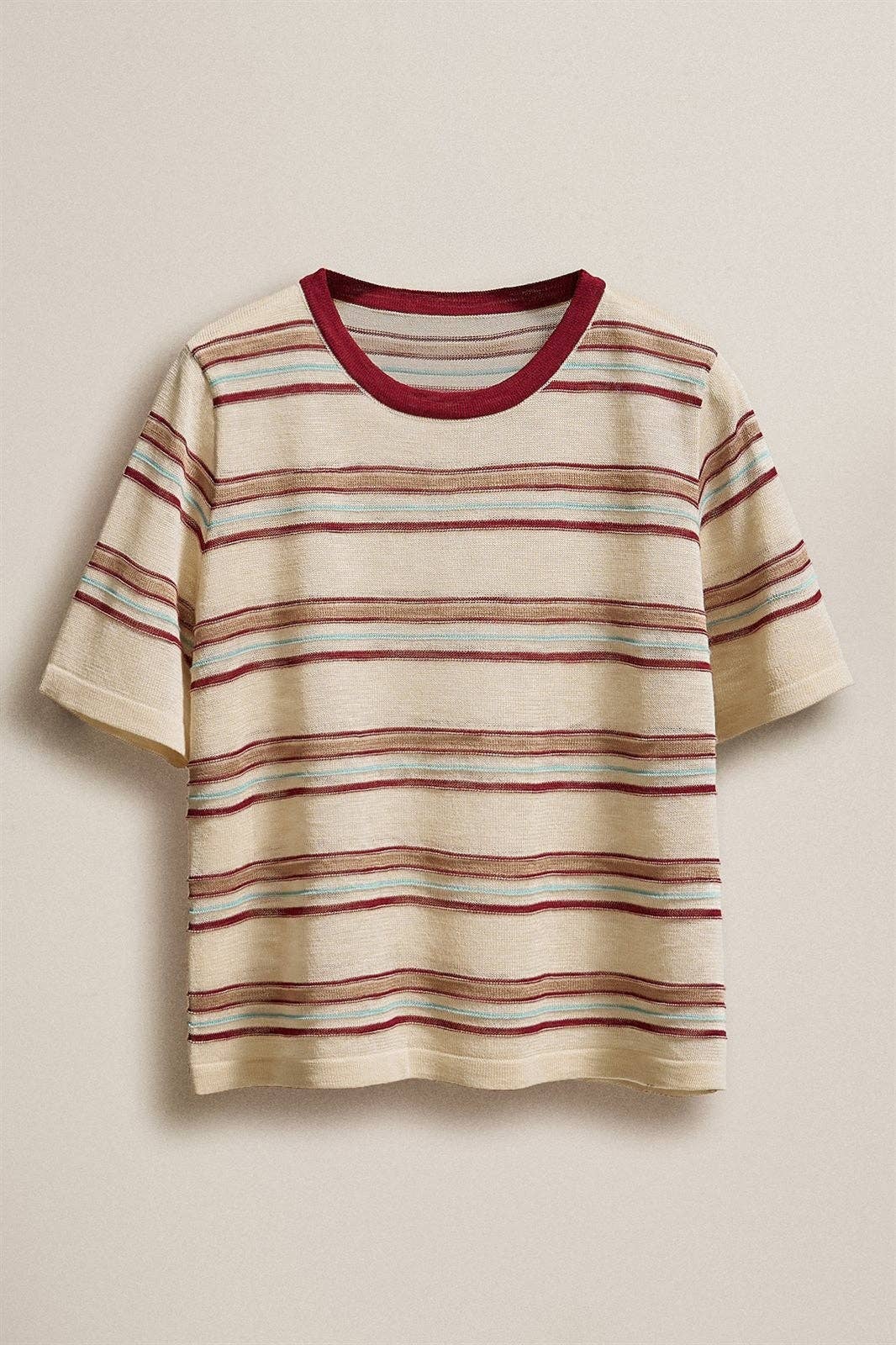 Striped Knit Ringer Sweater Tee