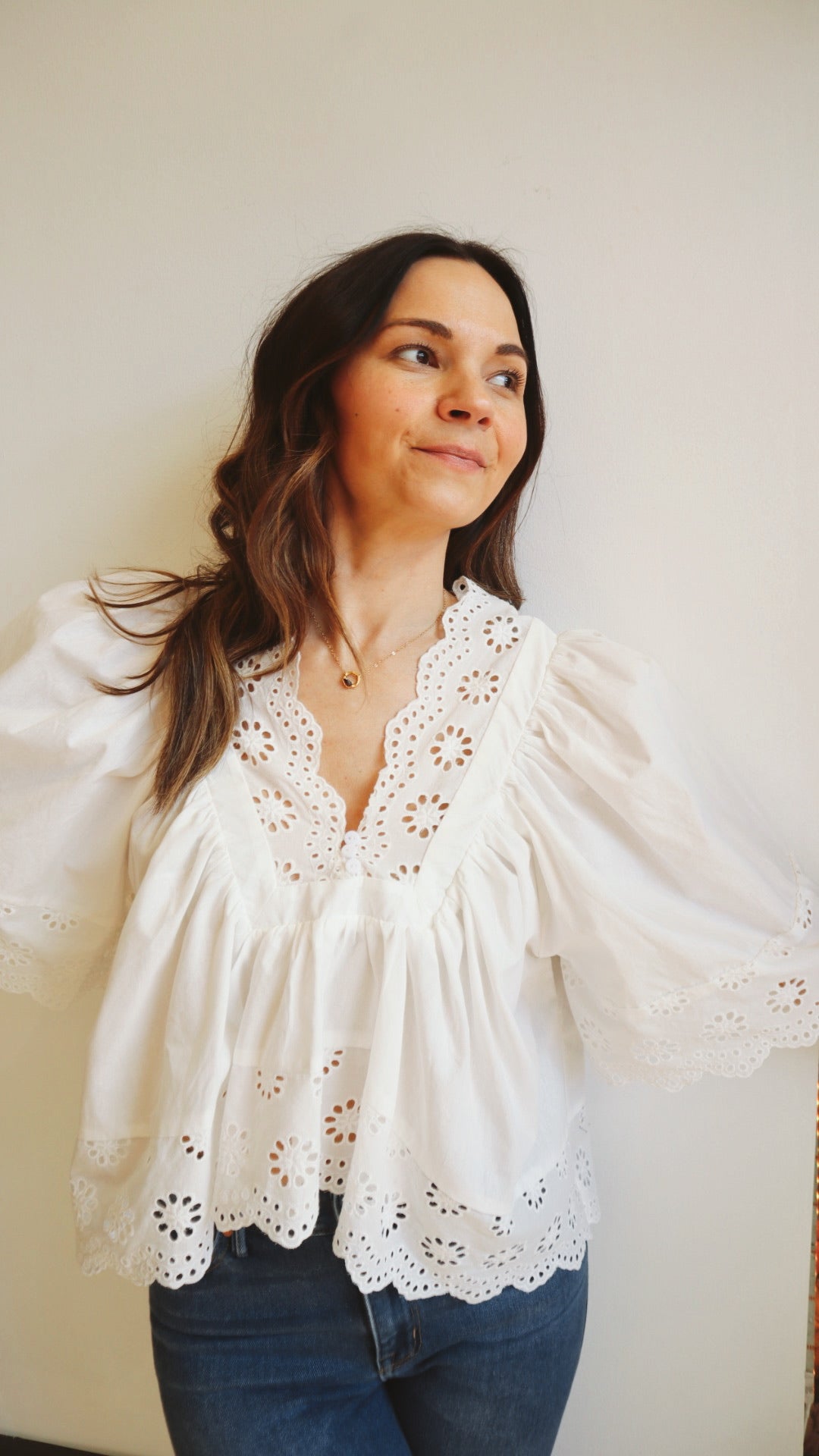 Eyelet Embroidered Boho Blouse