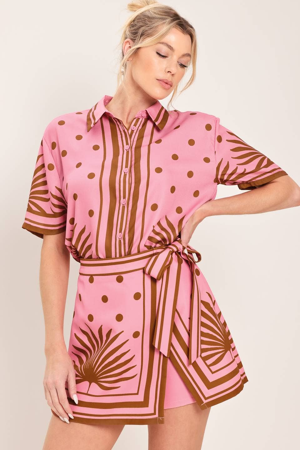 Palm Print Wrap Skort