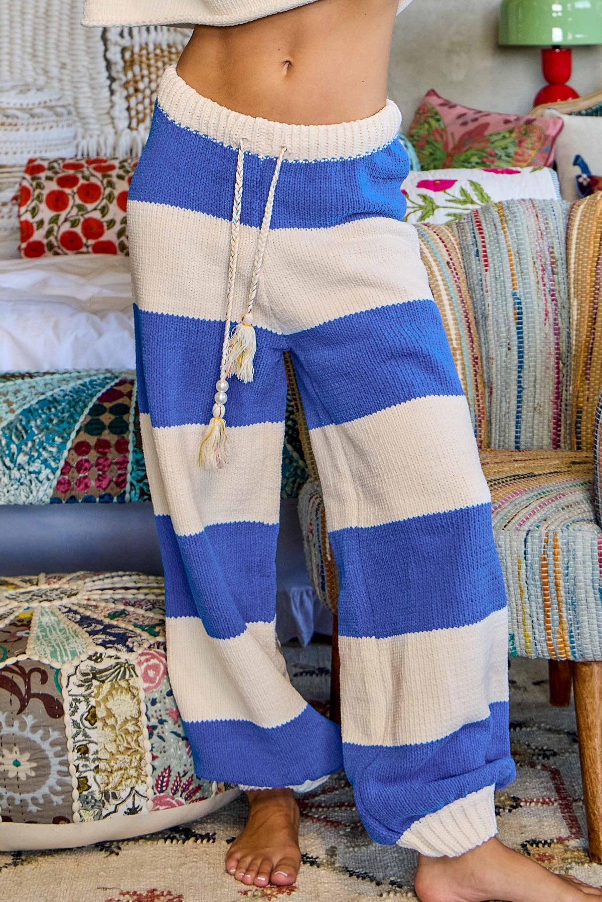 Stripe Balloon Chenille Knit Pants