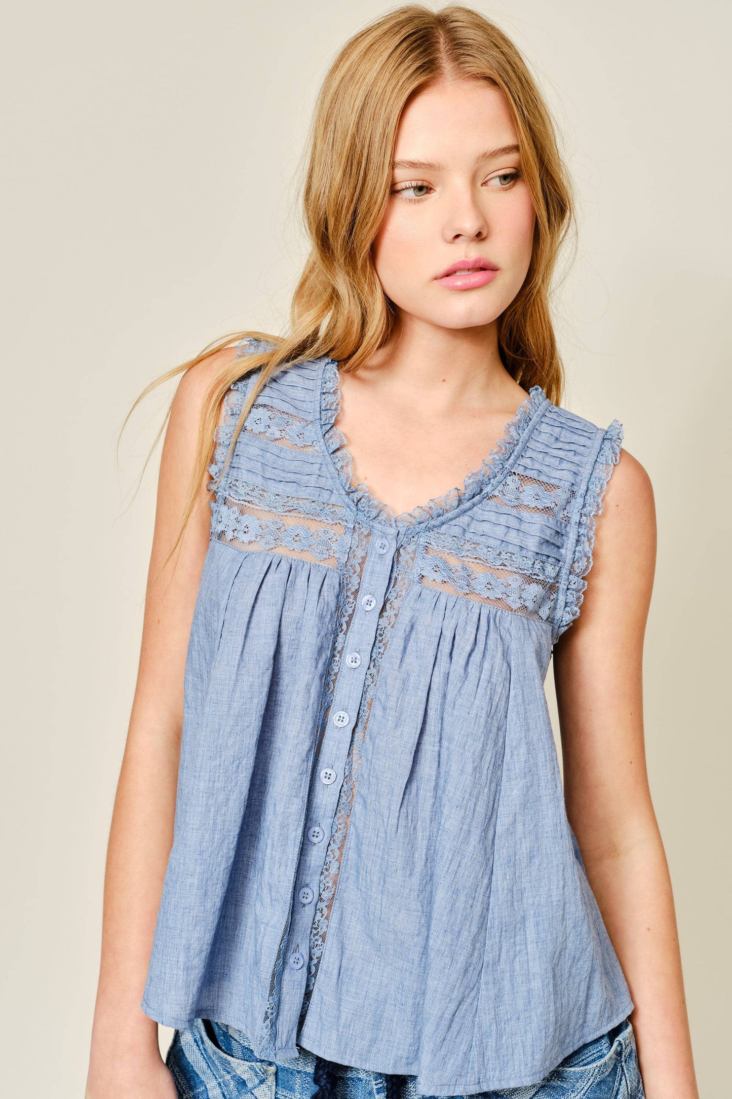 Babydoll Sleeveless Ruffle Top