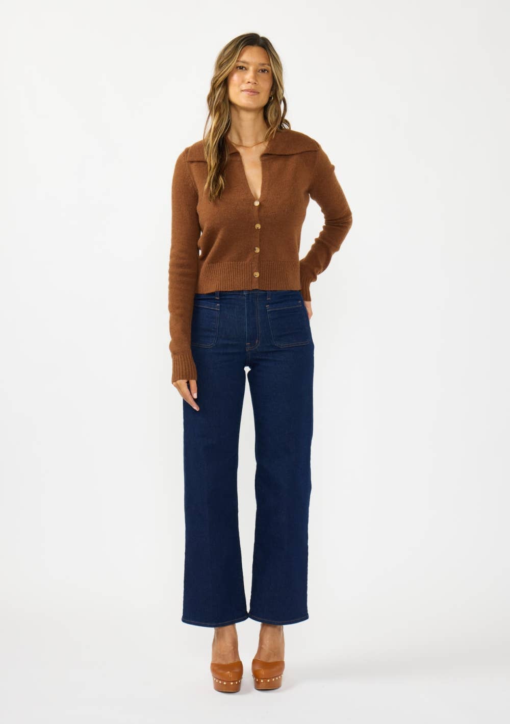 Cropped Collared Cardigan