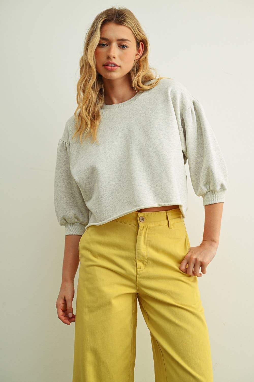 Cropped 3/4 Sleeve Sweatshirt