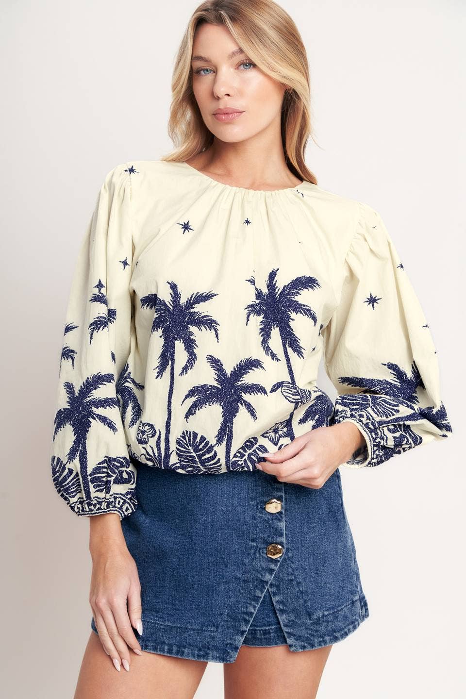 Palm Tree Bubble Blouse