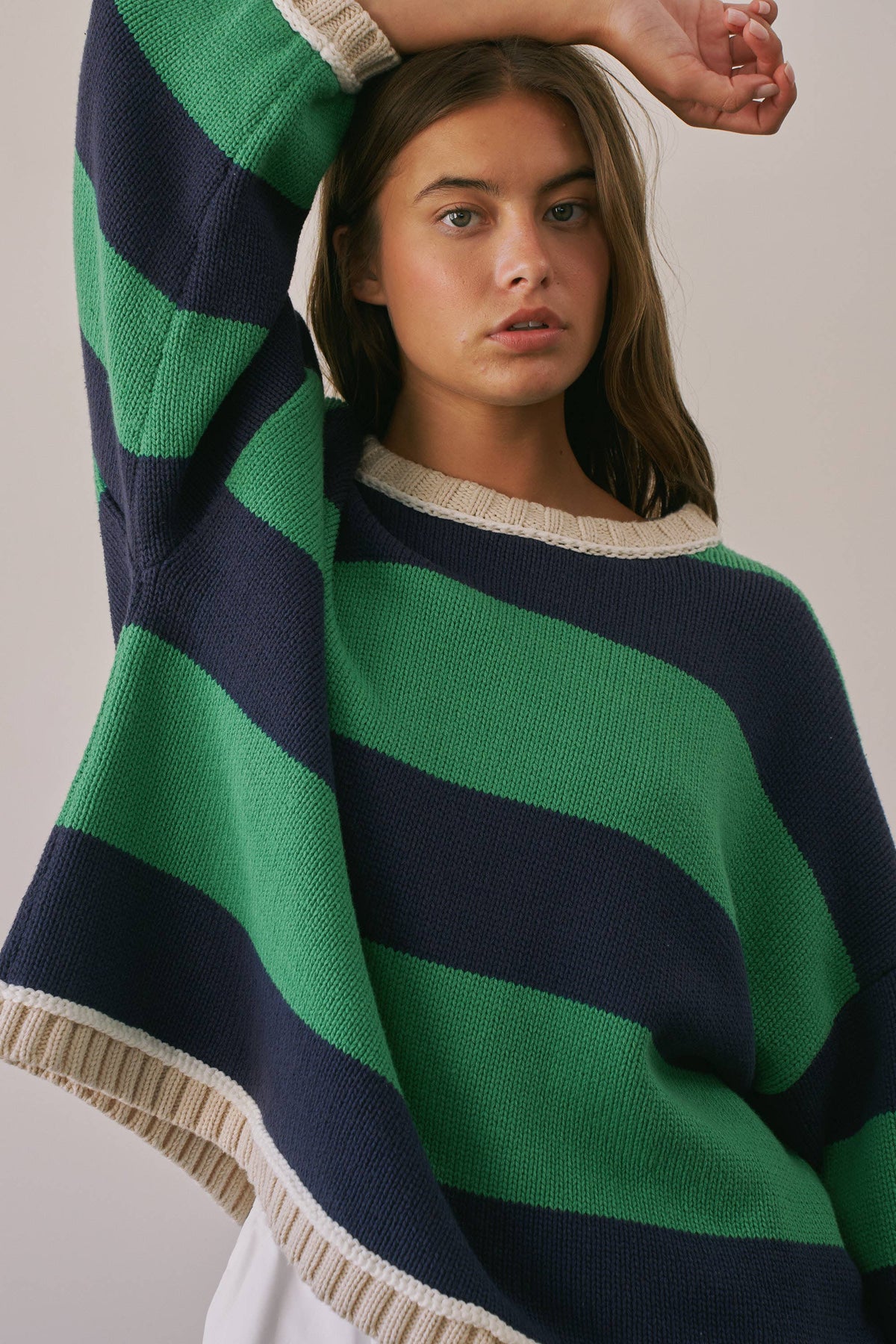 Heavy Weight Contrast Stripe Sweater