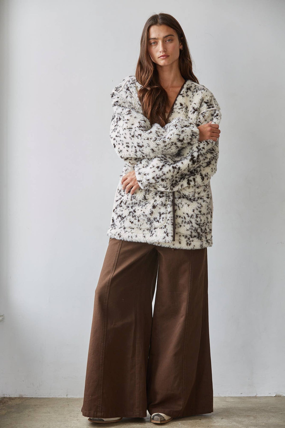 Dalmatian Print Sherpa Cocoon Jacket