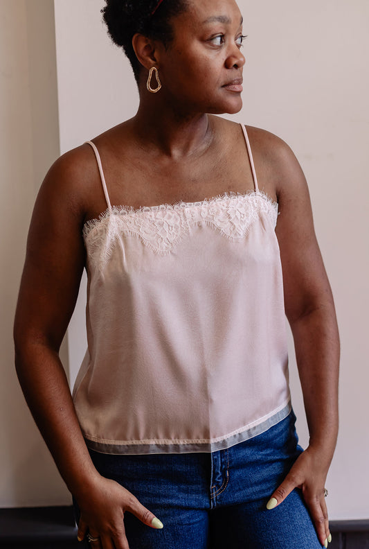 Scalloped Lace Trim Satin Camisole