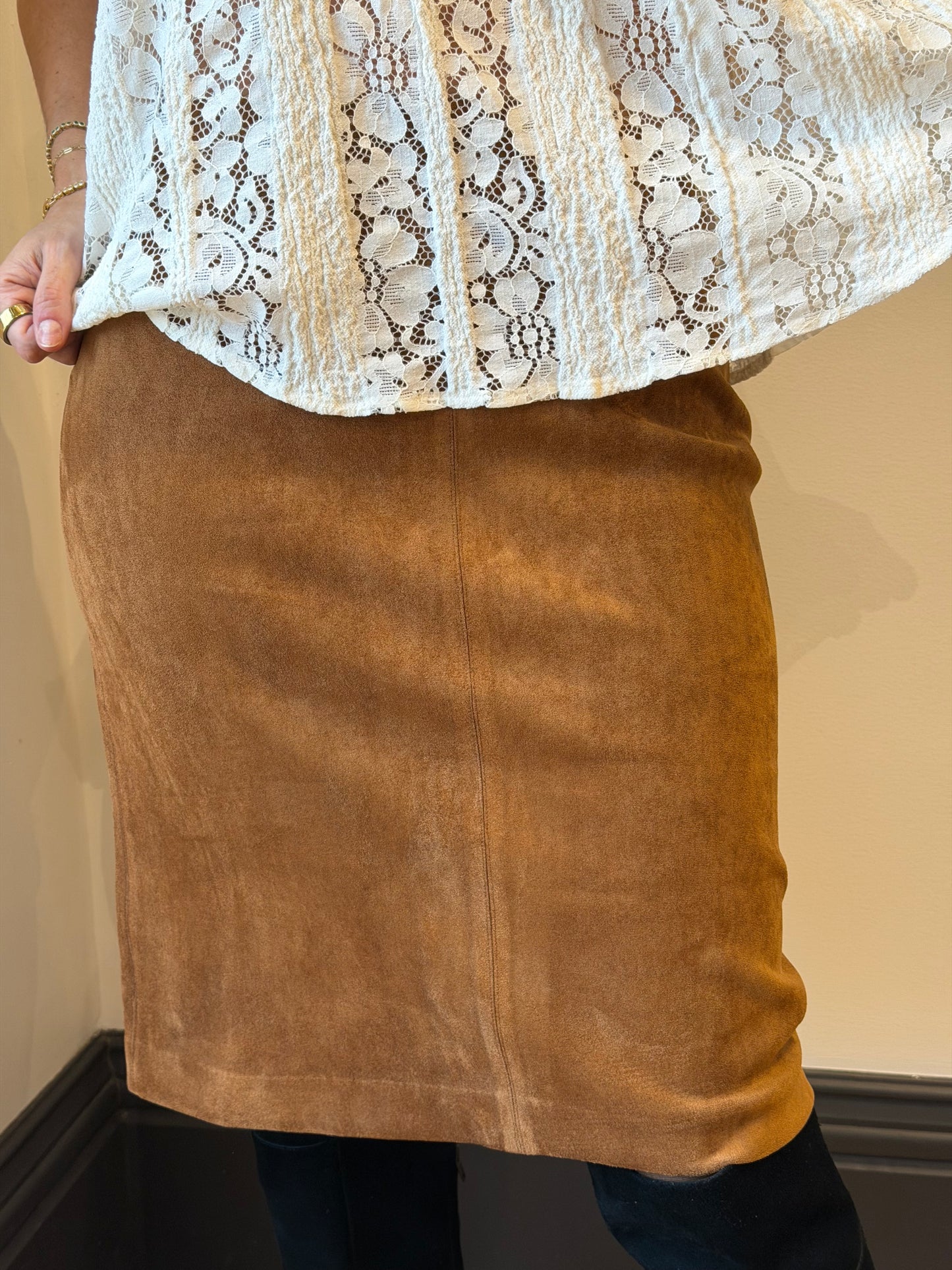 Suede  Stretch Pencil Skirt