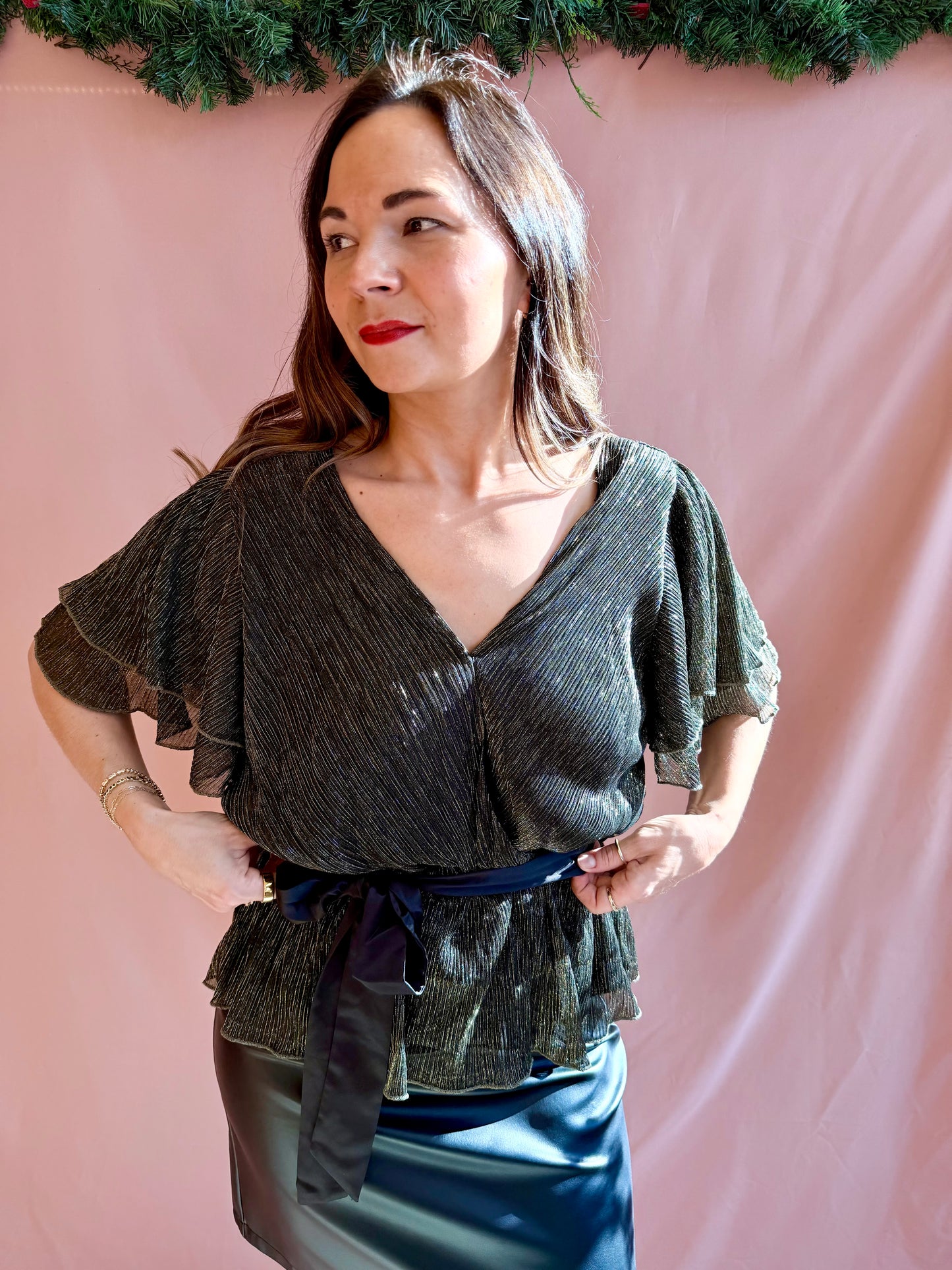 Flutter Sleeve Peplum Top