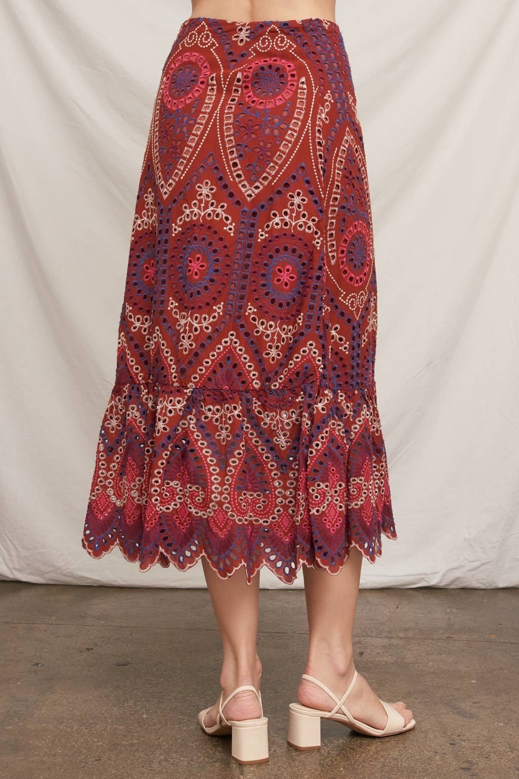 Eyelet Embroidered Midi Skirt