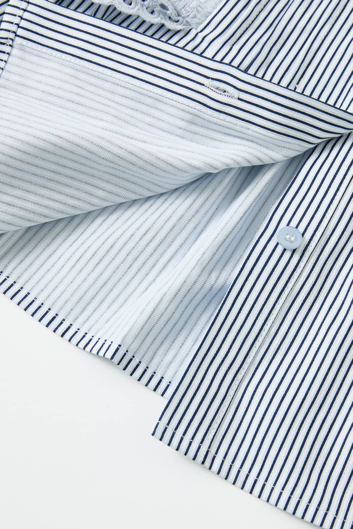 Stripe Sleeveless Pintuck Blouse with Lace Trim