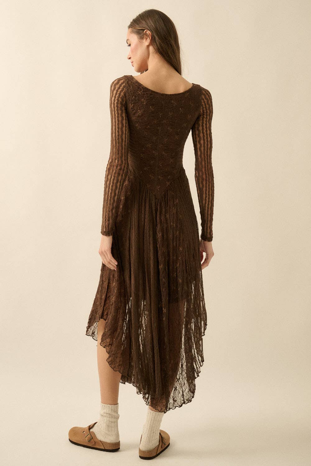 Chocolate Lace Midi Dress
