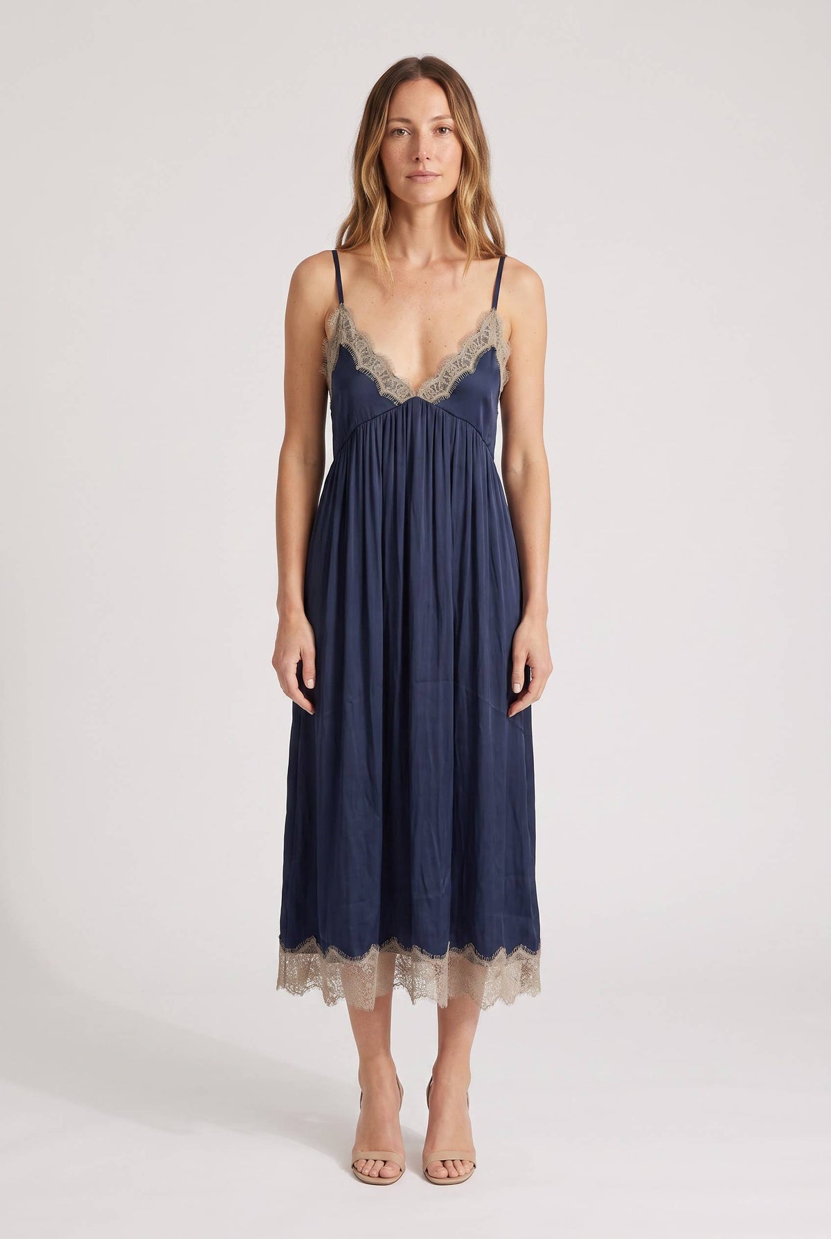 Lace Trim Midi Dress