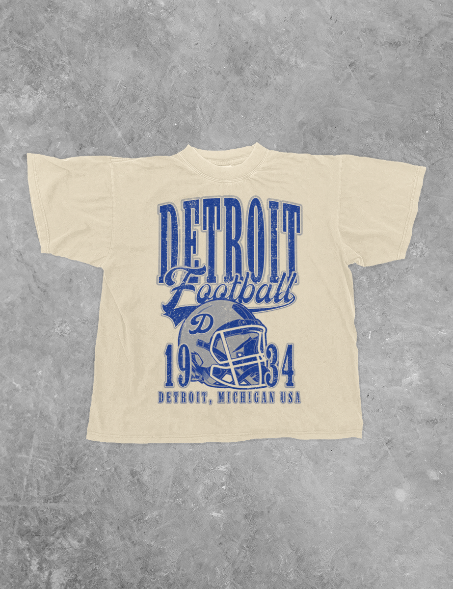 90's Detroit Football Boxy Cotton TShirt