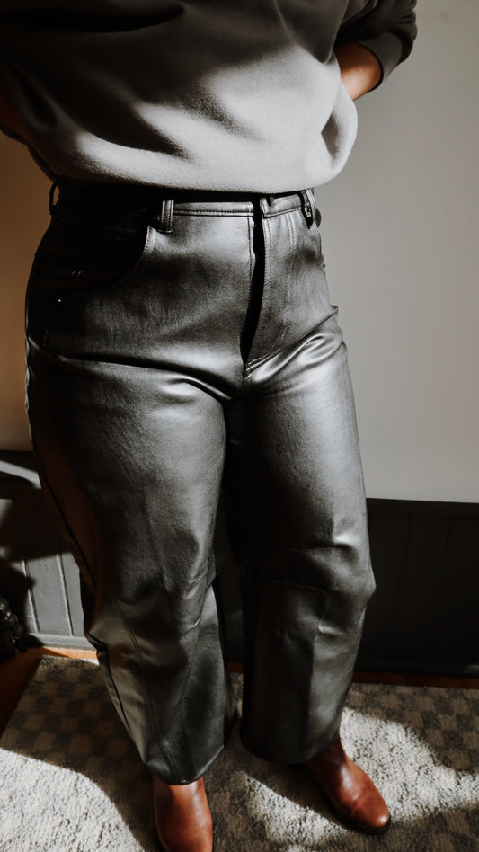 Vegan Leather Barrel Pant