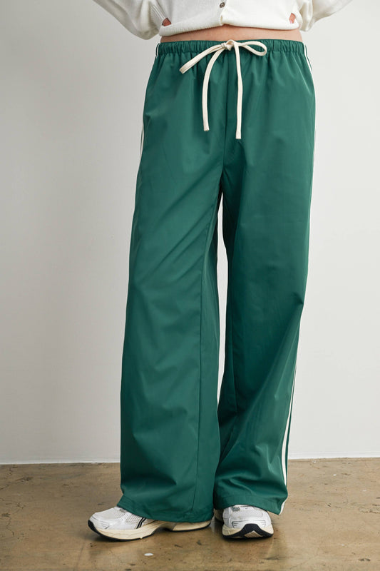 Striped Drawstring Cuffed Track Pants