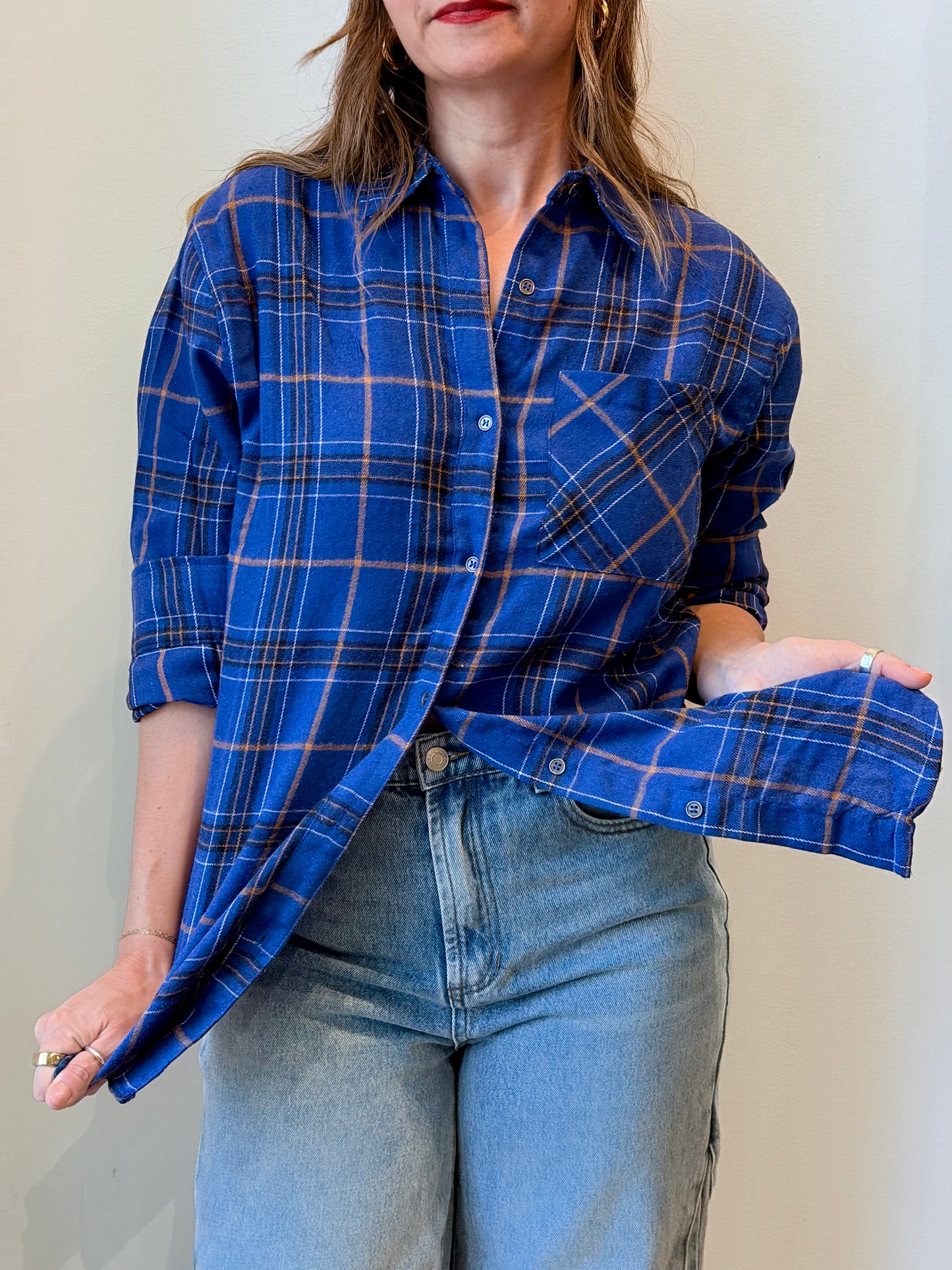 Blue Plaid Flannel Button Down
