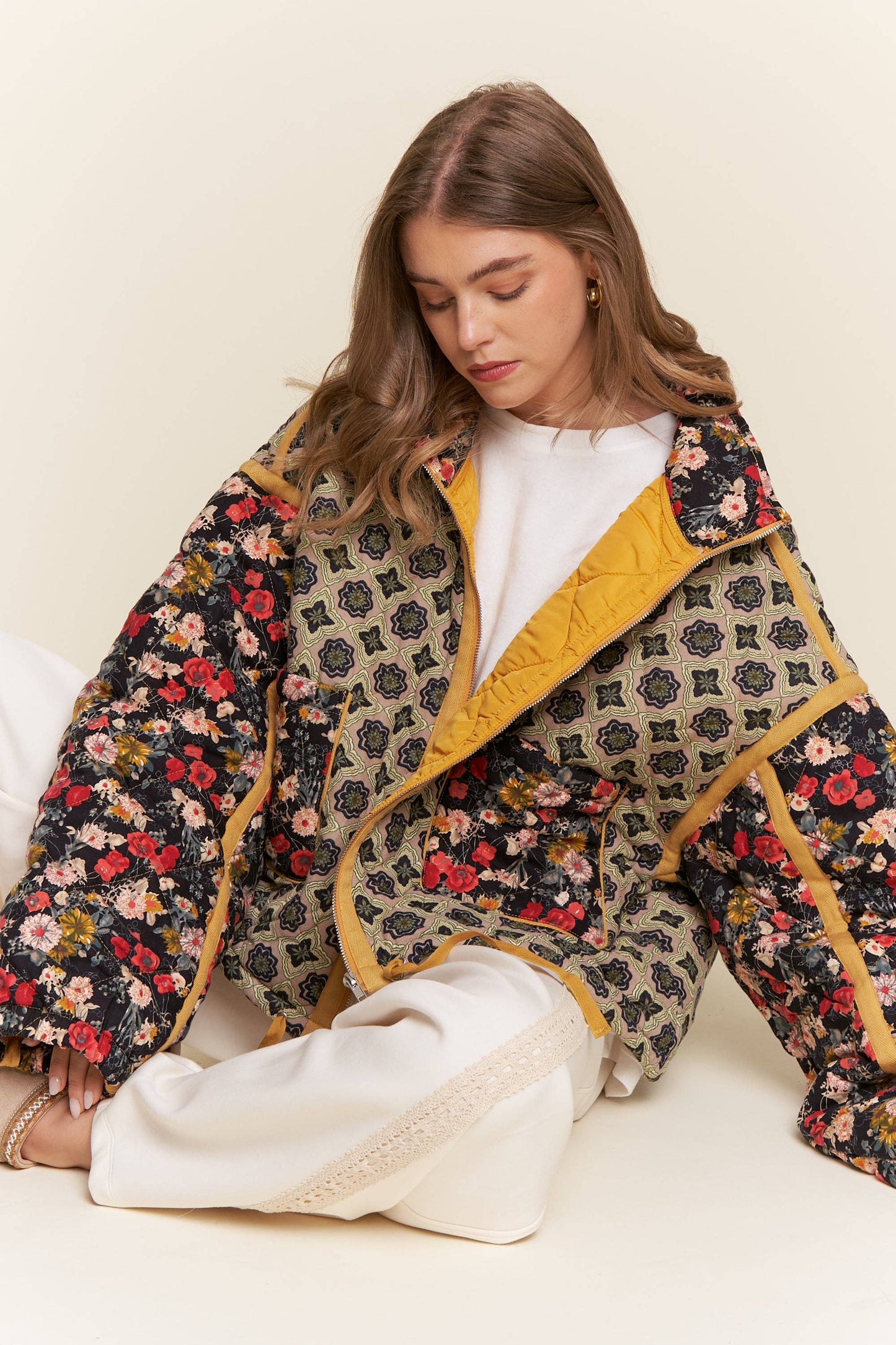 Patchwork Quilted Bomber Jacket