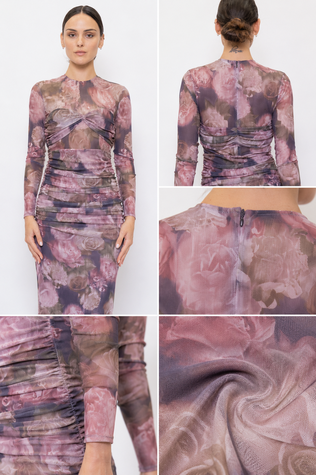 Mesh Long Sleeve Illusion Dress