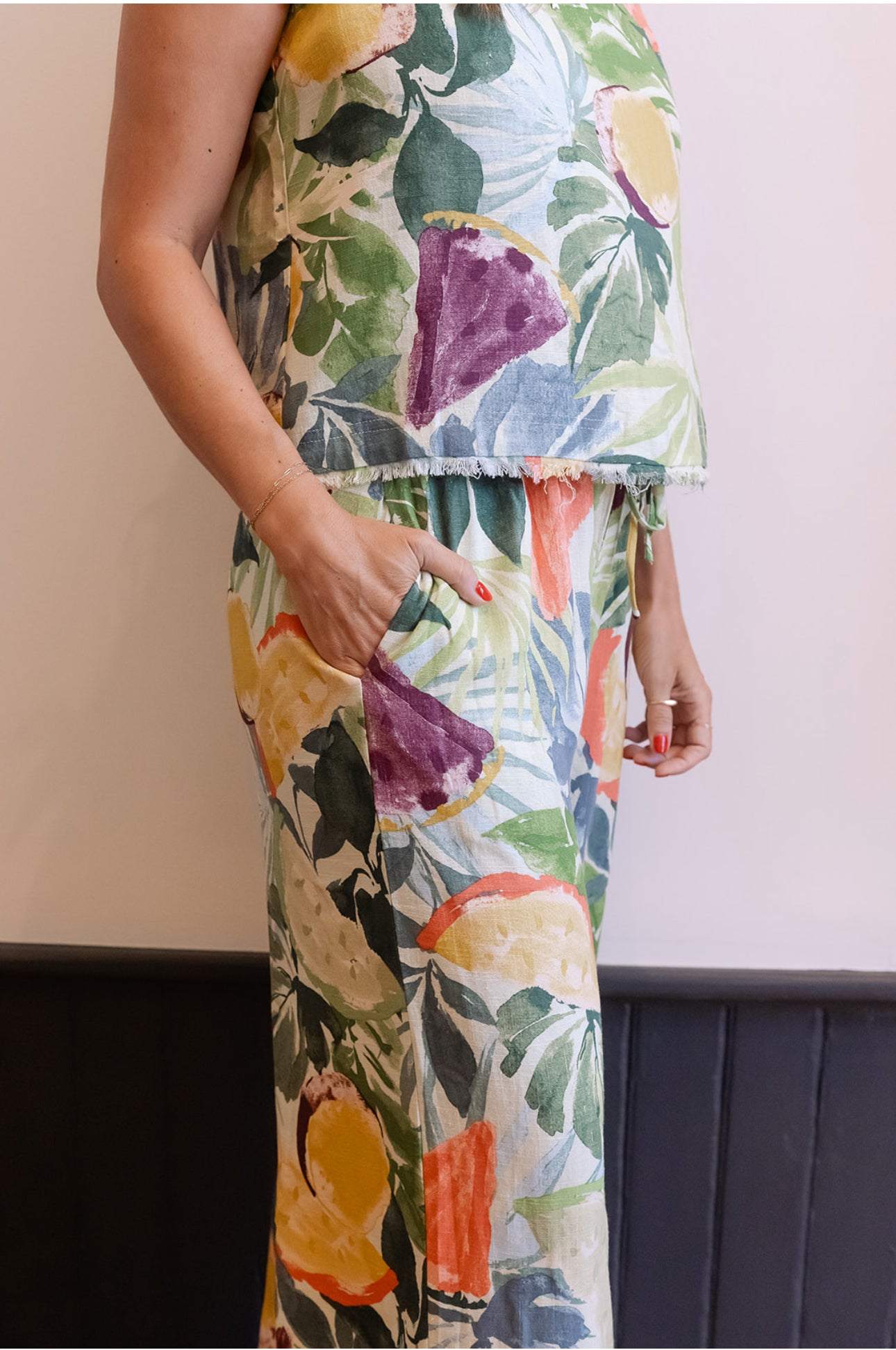 Tropical Fruit Flowy Pants