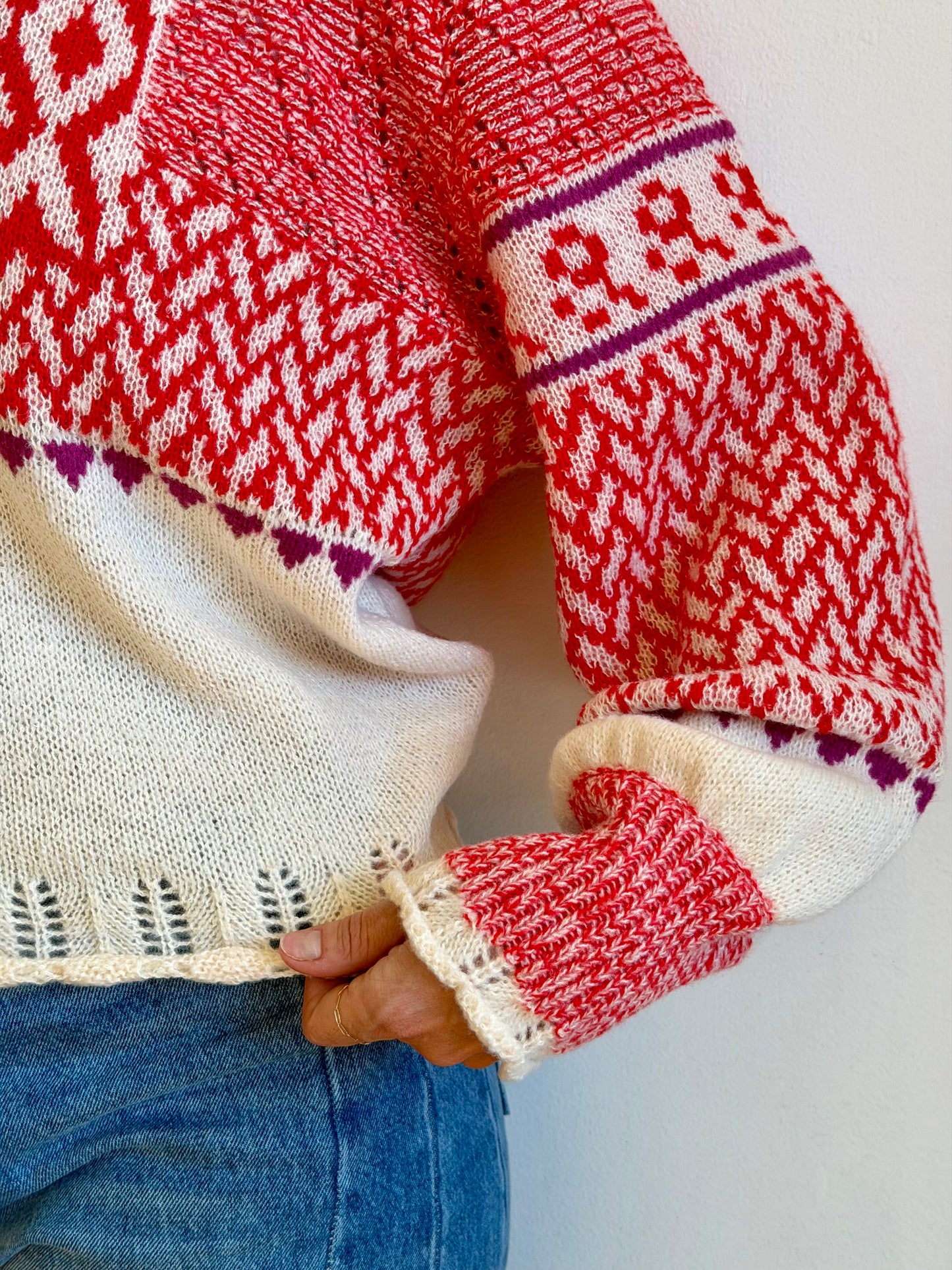 Pointelle Nordic Puff-Sleeve Sweater