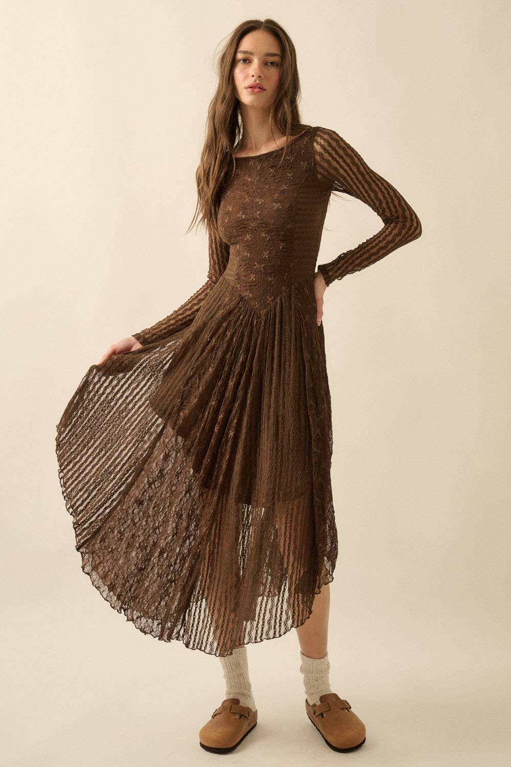 Chocolate Lace Midi Dress
