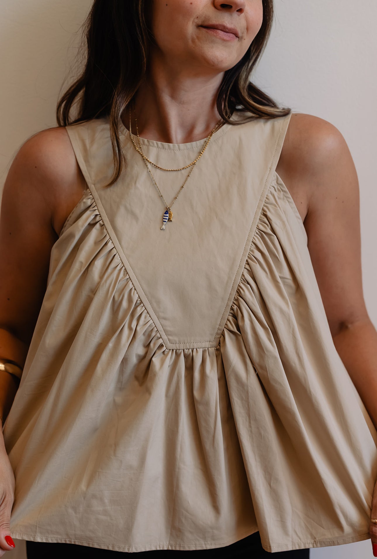 Sleeveless Ruffle Detail Top
