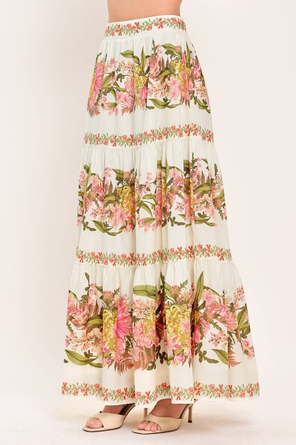 Floral Tiered Woven Maxi Skirt