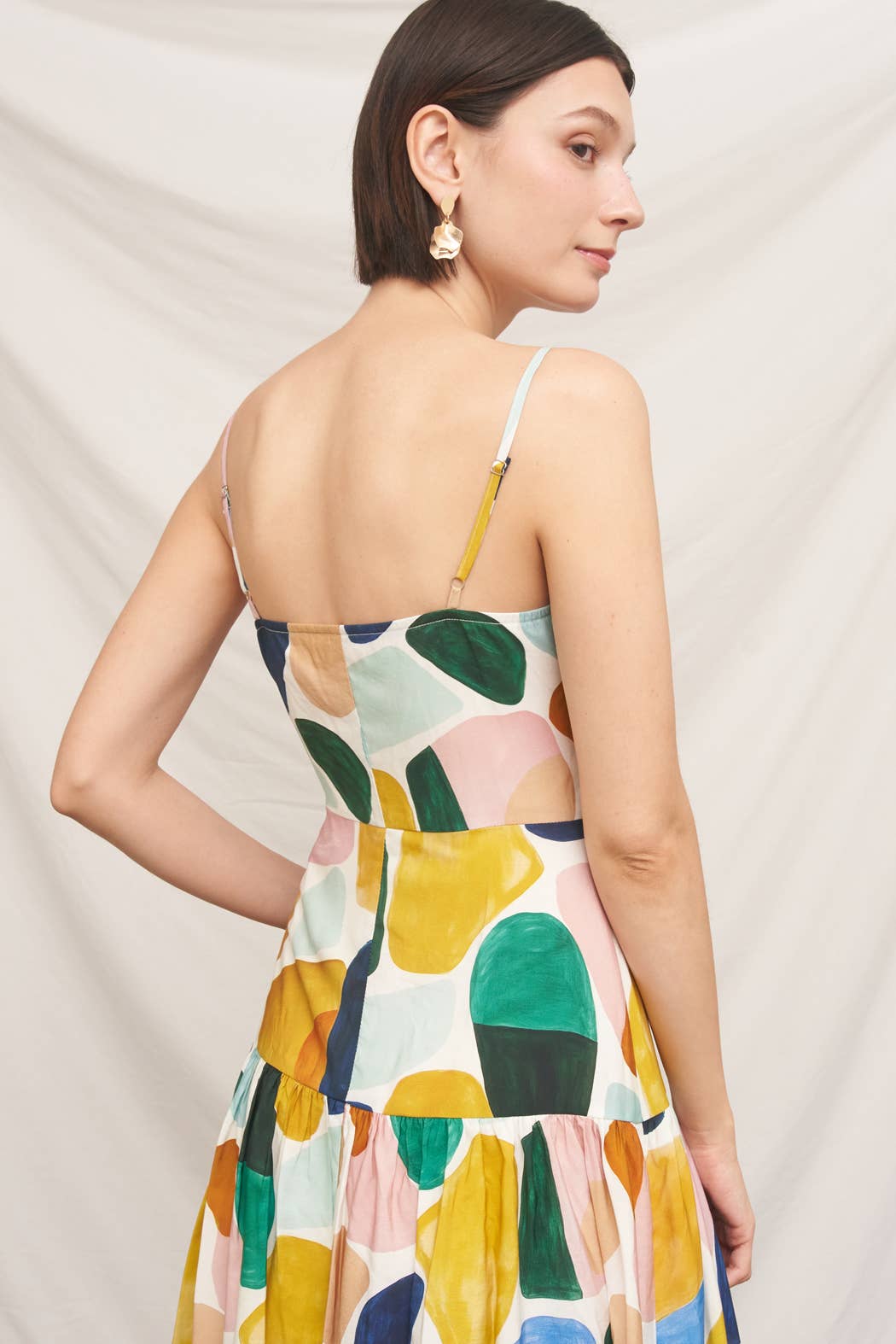 Abstract Print Tiered Maxi Dress