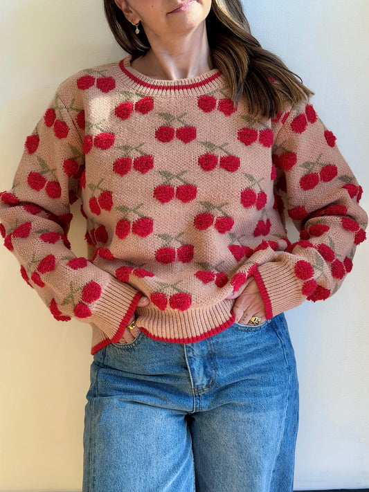 Fuzzy Cherry Sweater