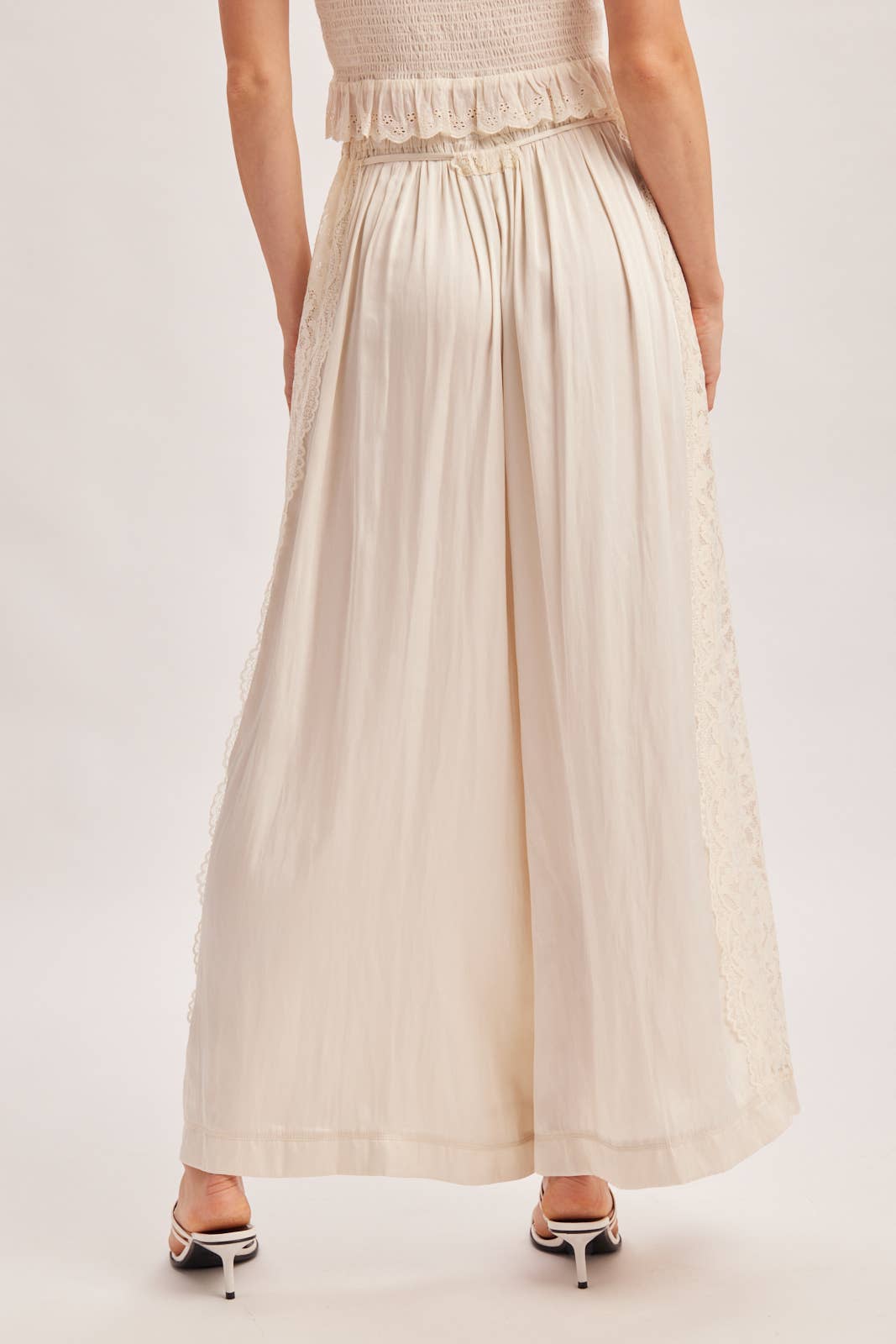 Boho Lace Trim Satin Pant