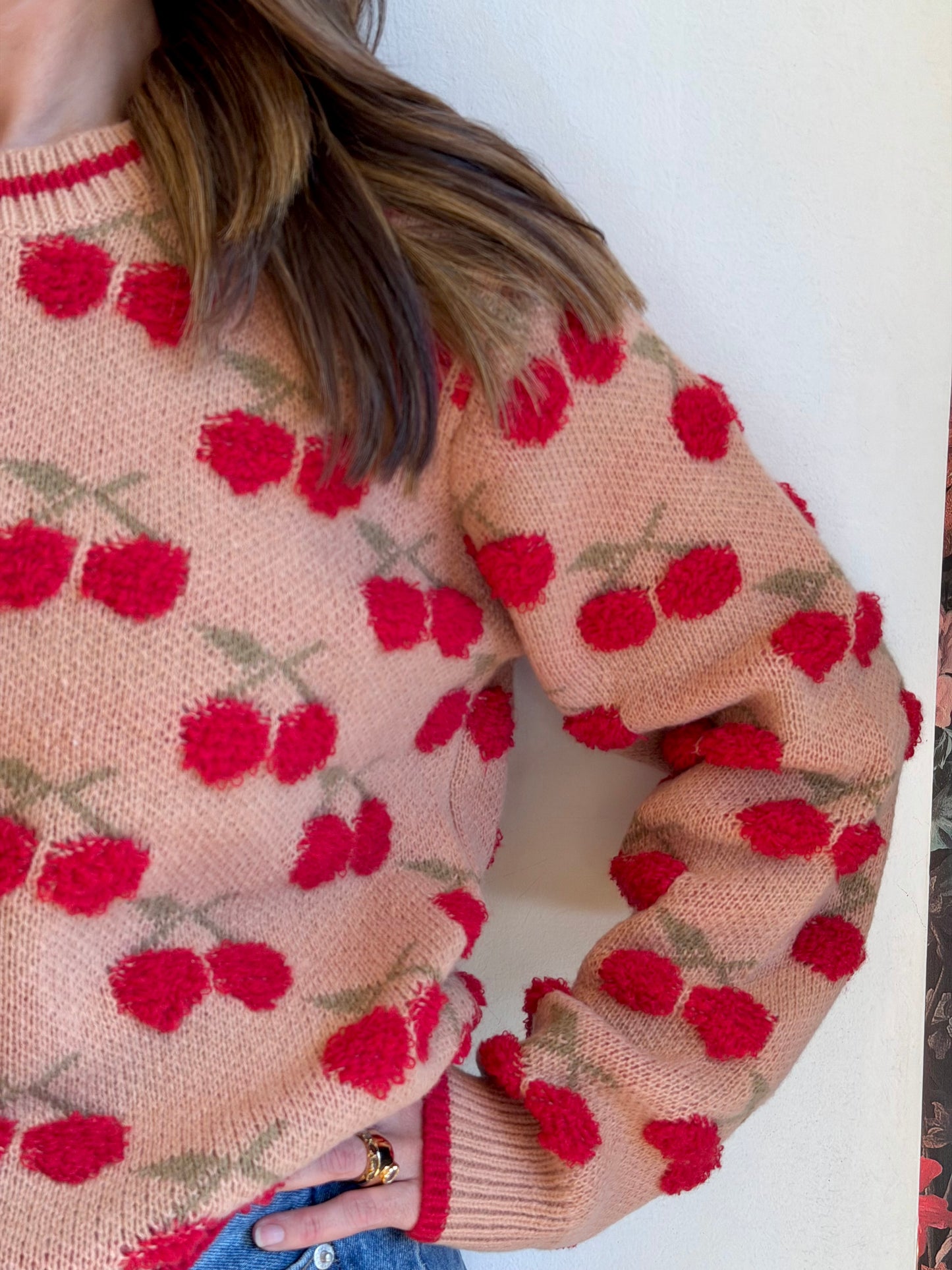Fuzzy Cherry Sweater