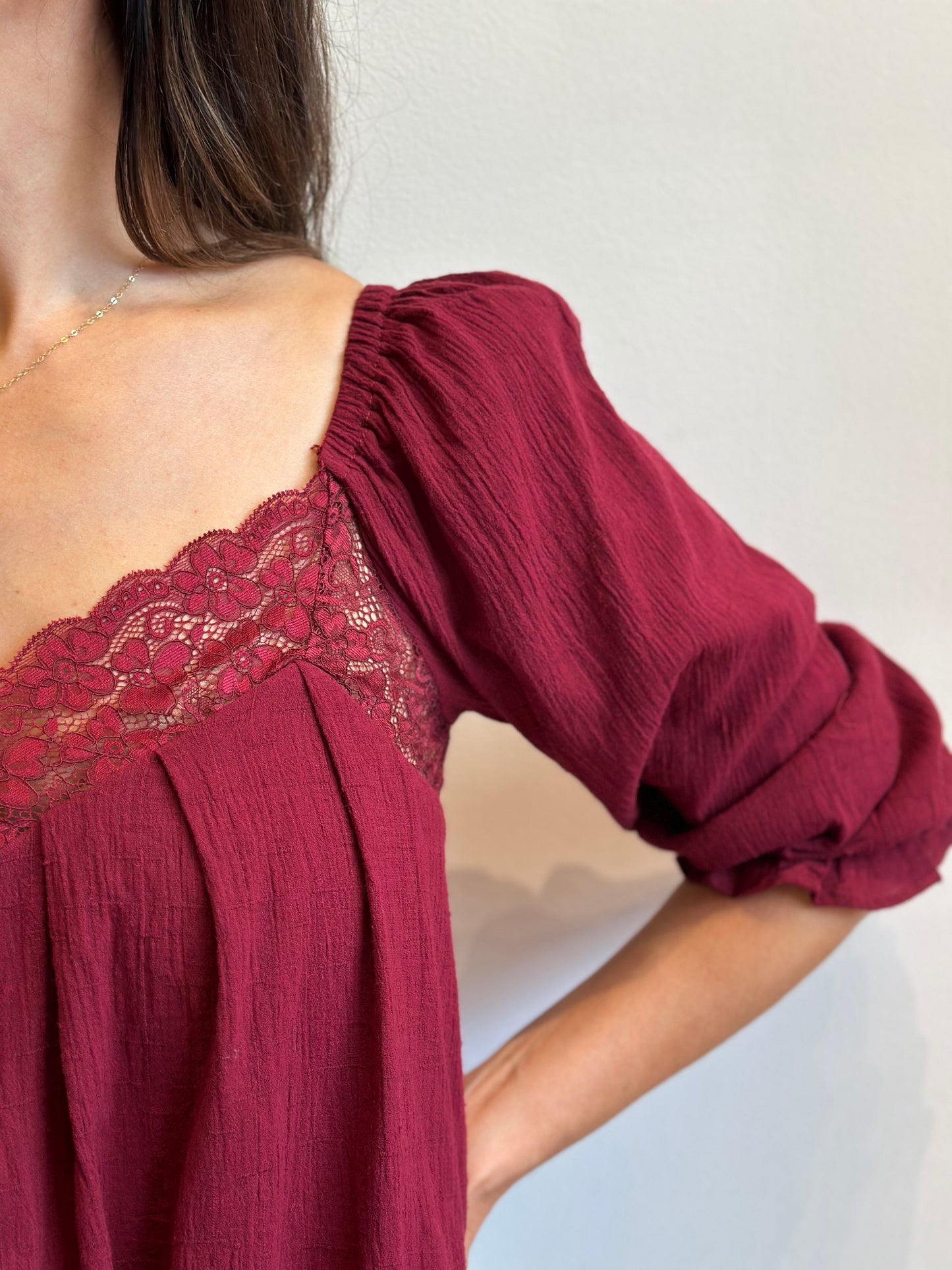 Lace-trim Boho Blouse