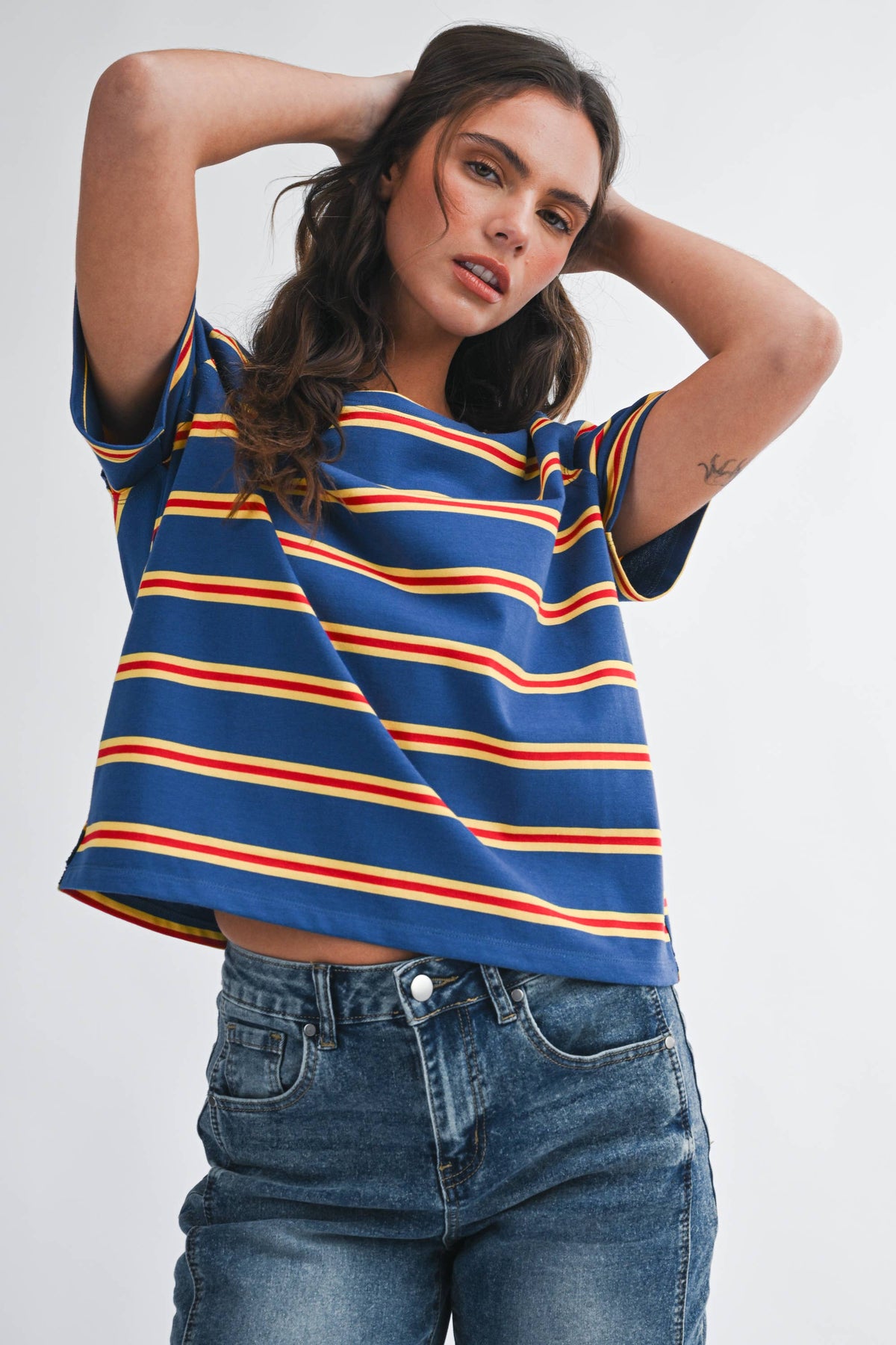 Striped Boxy Short Sleeve Tee
