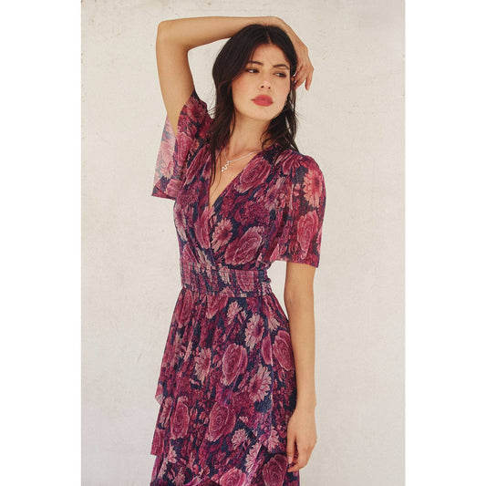 Cinched Waist Tiered Maxi Dress