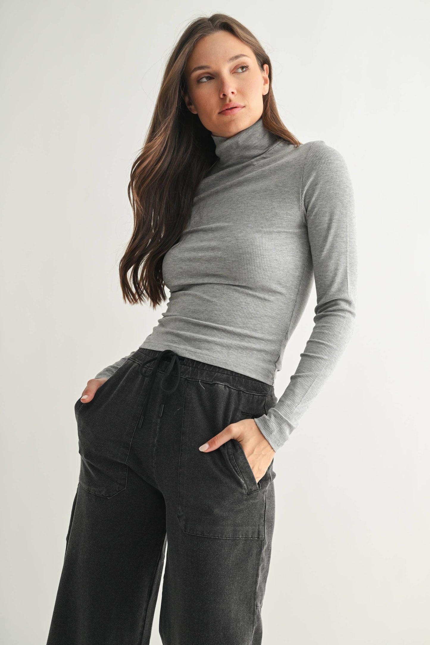 Micro Ribbed Long Sleeve Turtleneck