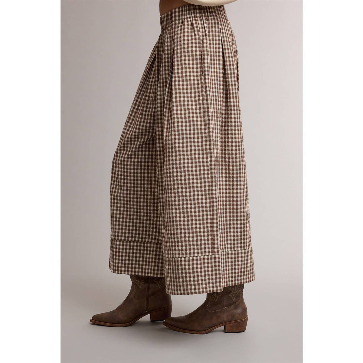 Checkered Comfort Wide-Leg Pants