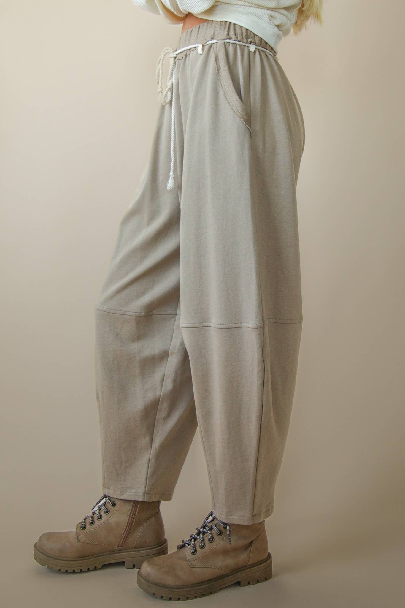 Braided Drawstring Barrel Sweatpants