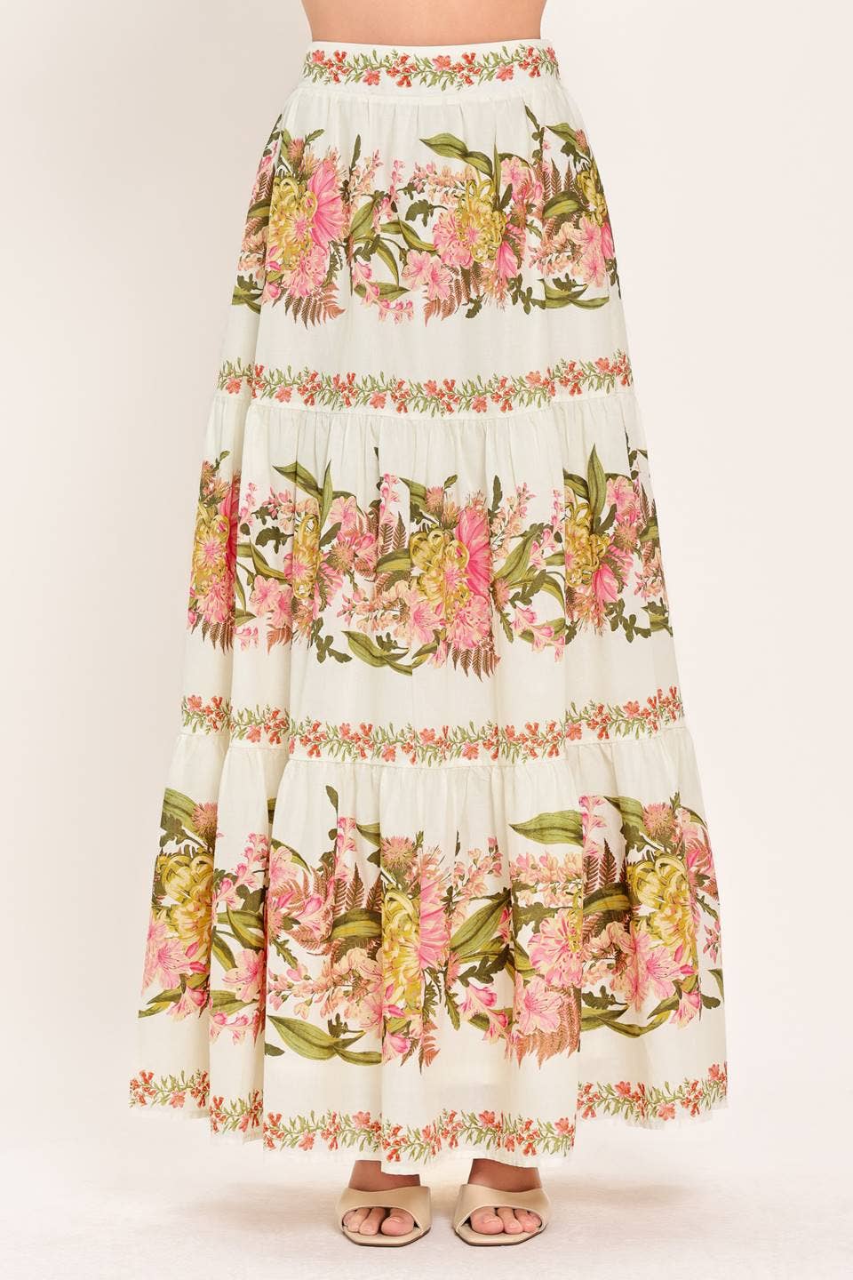 Floral Tiered Woven Maxi Skirt