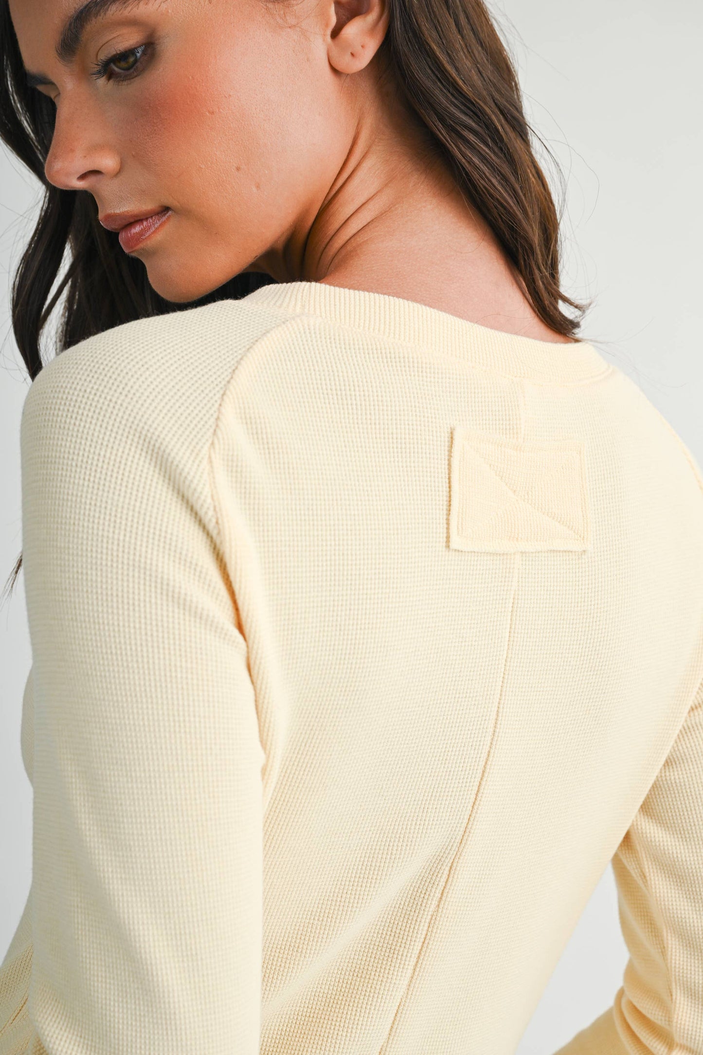 Thermal Knit Lettuce Edge Long Sleeve Top