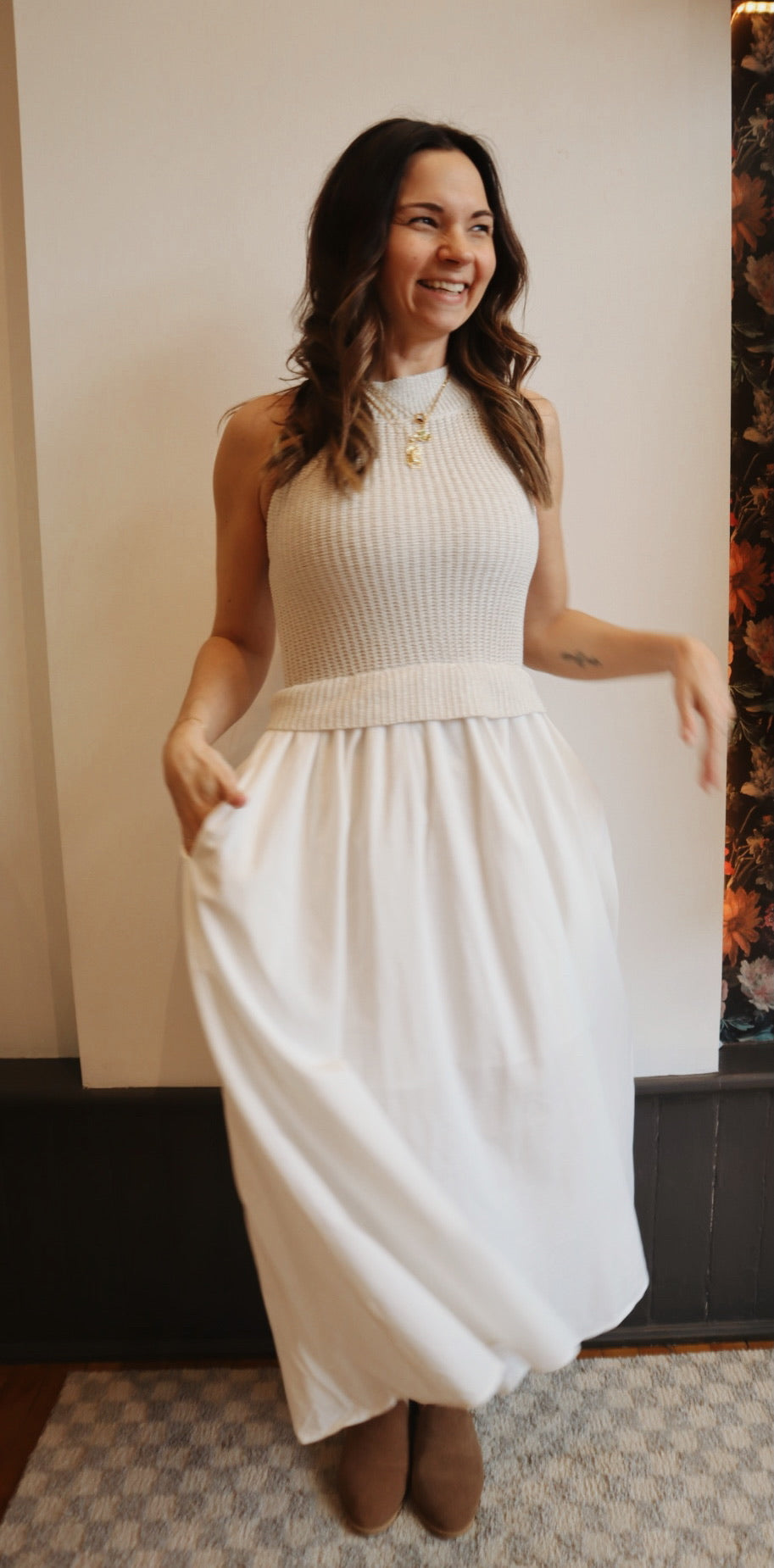 Halter Sweater Skirt Dress