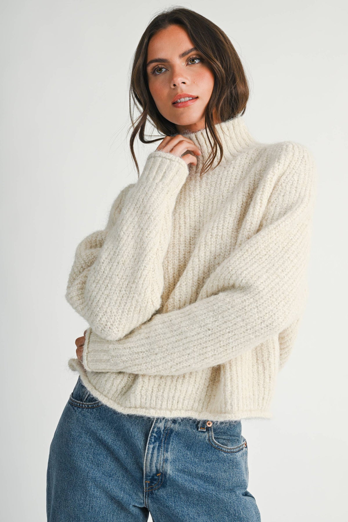 Soft Brushed Mock Neck Sweater