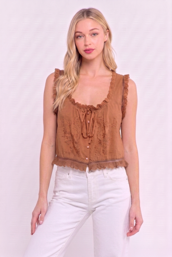 Embroidered Broderie Anglaise Cotton Top