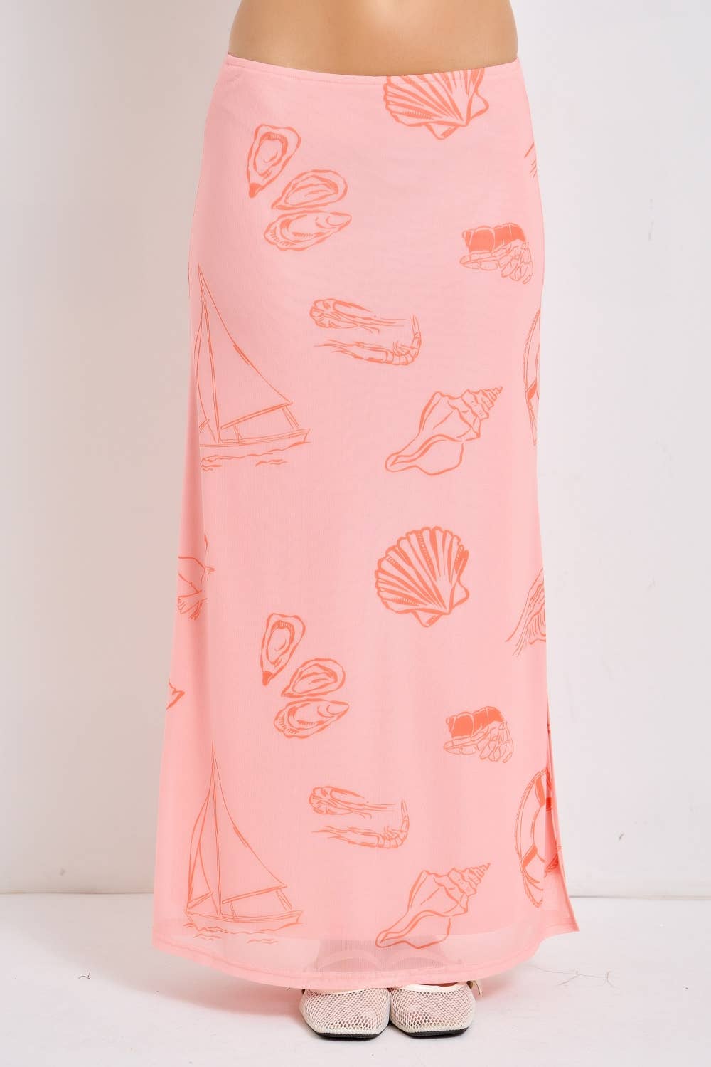 Sea Life Printed Midi Skirt