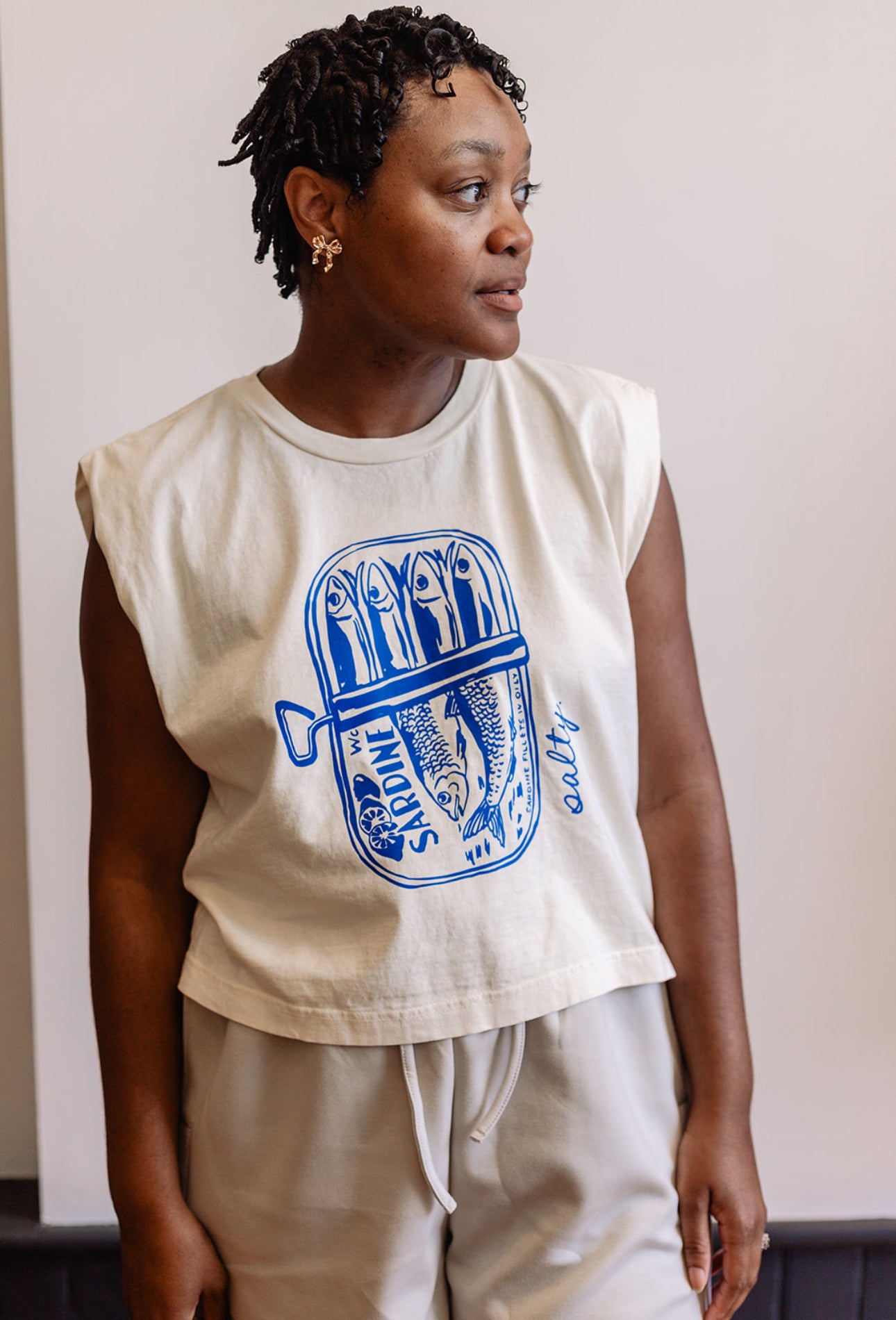 Salty Sardines Vintage Cropped Muscle Tank