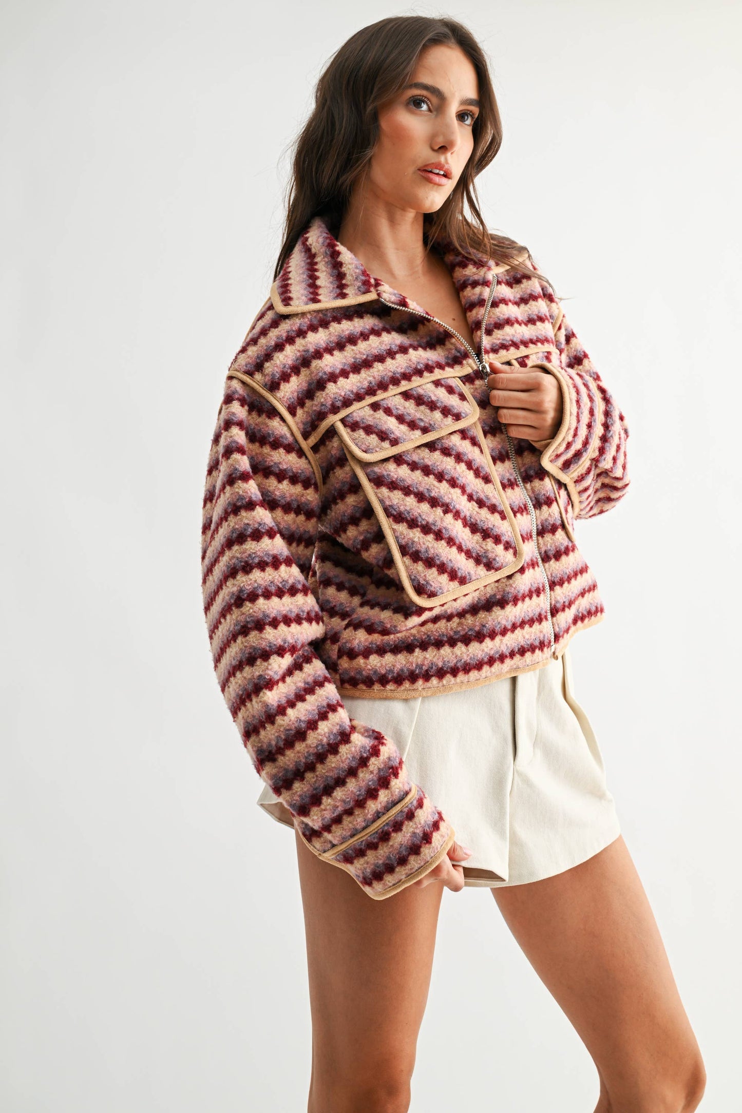 Retro Chevron Fleece Jacket